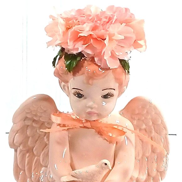 OOAK Baby Girl Angel Holding Dove Victorian Statue Cottage Shabby Chic Decor - Picture 7 of 15